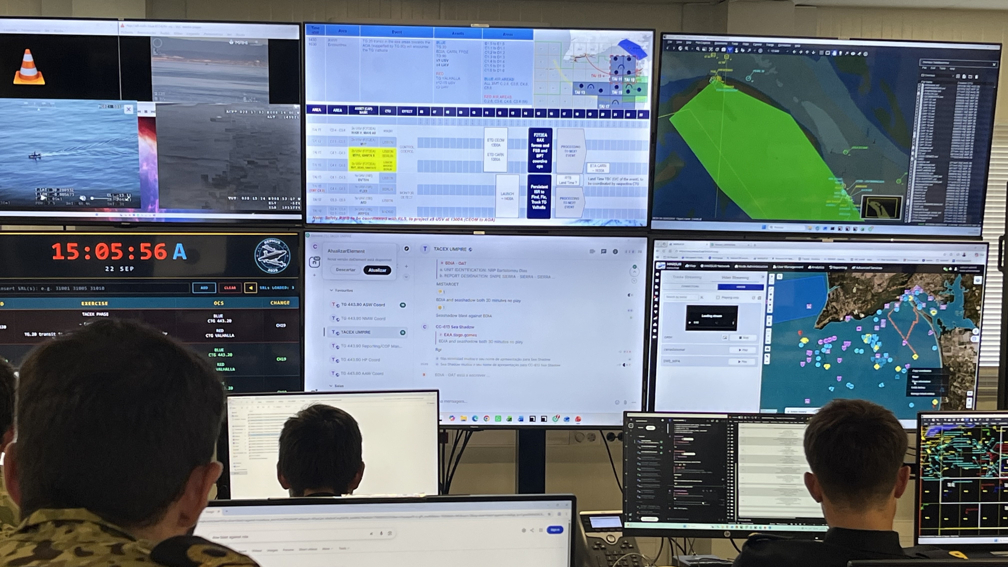 Participants of the REPMUS exercise monitor activity at sea
