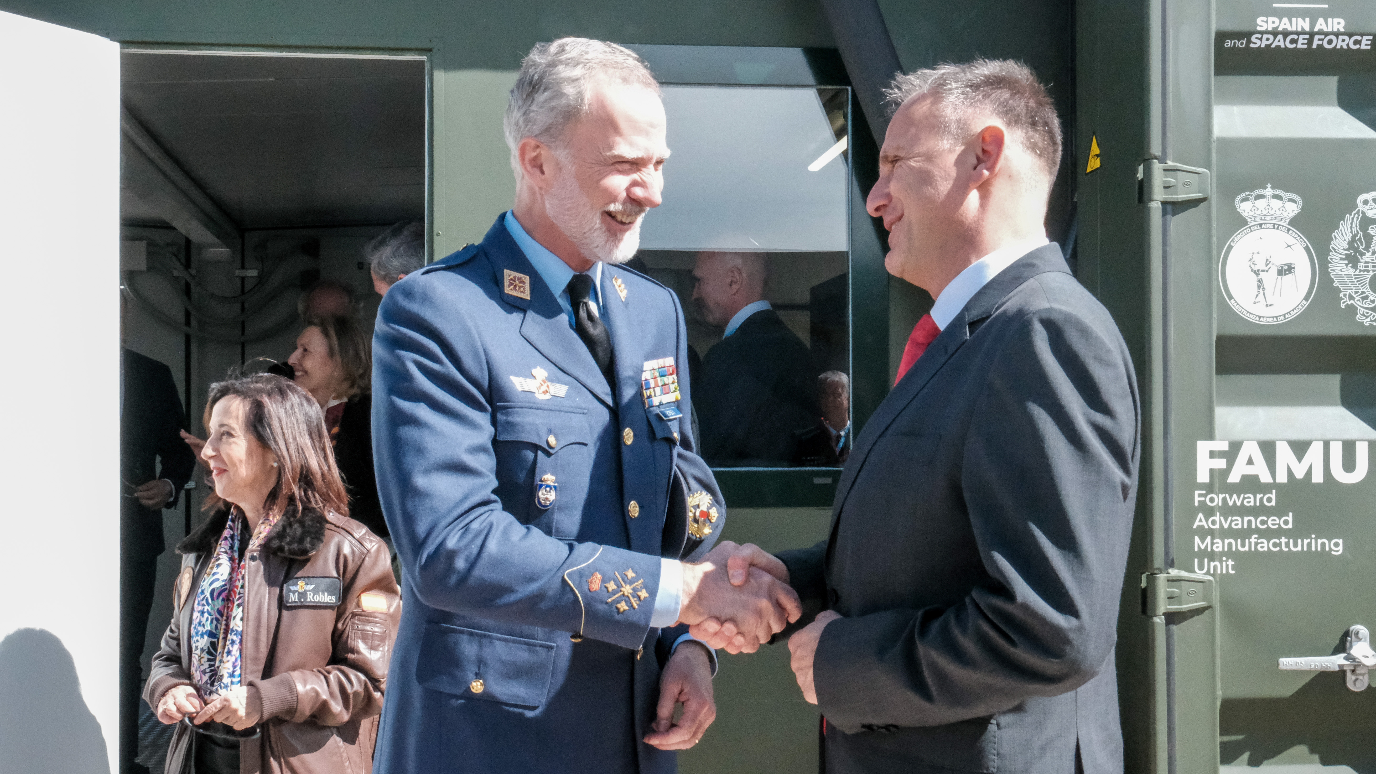 Andre Denk, Chief Executive of EDA, with Spain's King Felipe VI