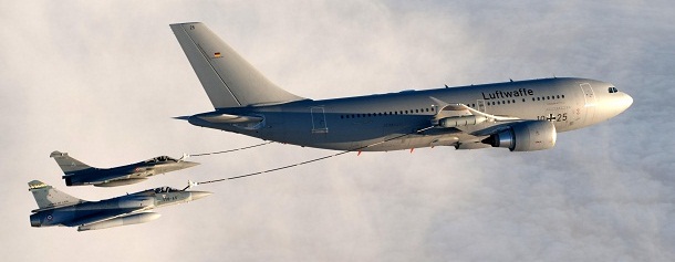 German plane refuelling two fighters