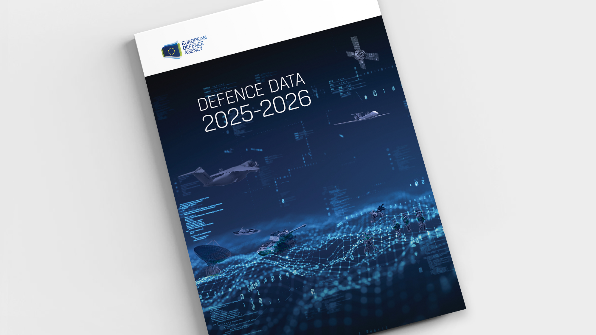 Illustrative picture showing the cover page of the Defence Data 2025-2026 report