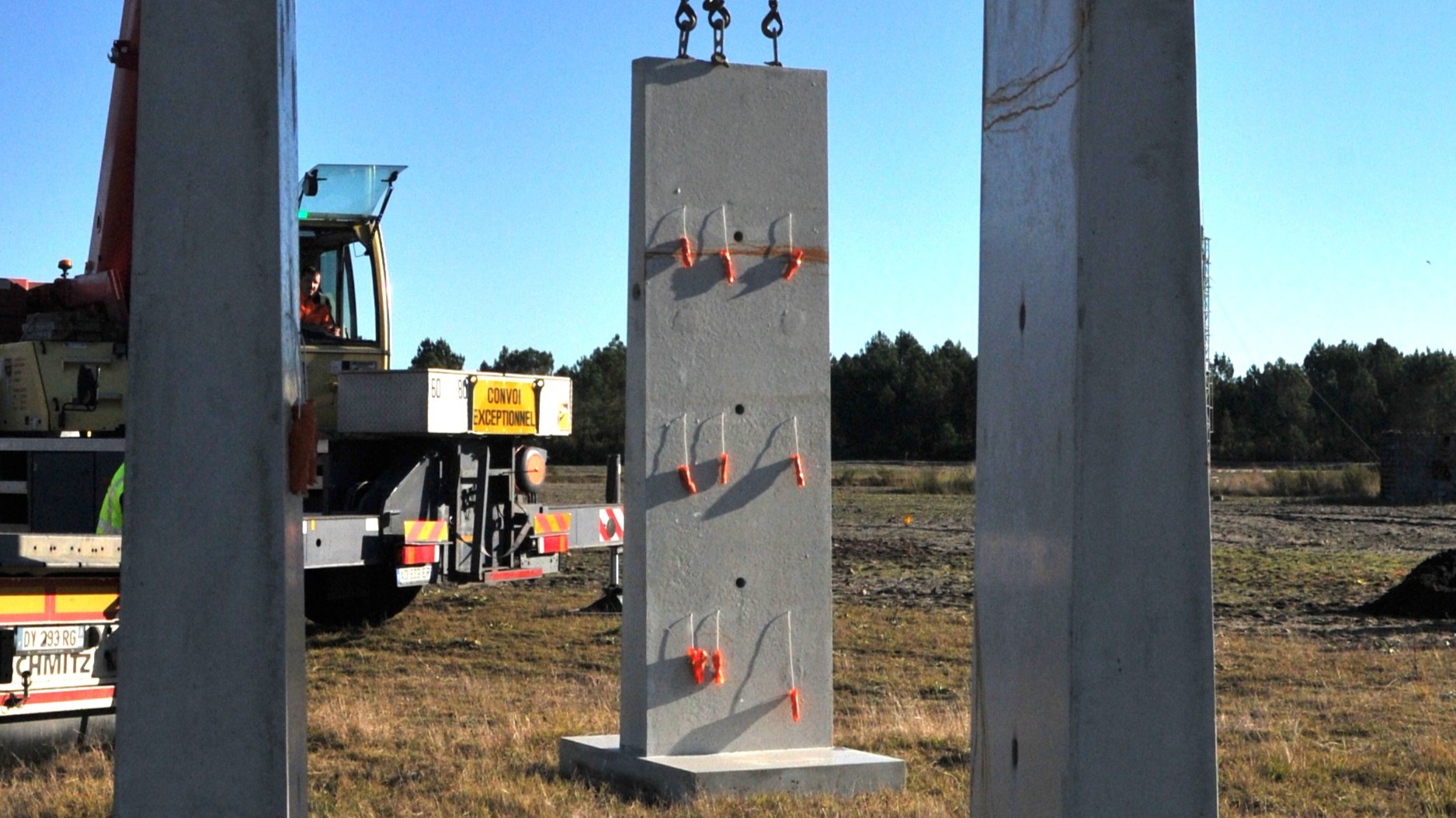 T-wall being installed at a military shooting range